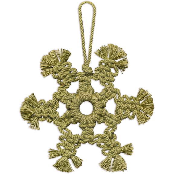 Sunset Vista Designs Decorative Hanging Figurine Christmas Ornament, 6 Inch Polyester, Green Macrame Snowflake
