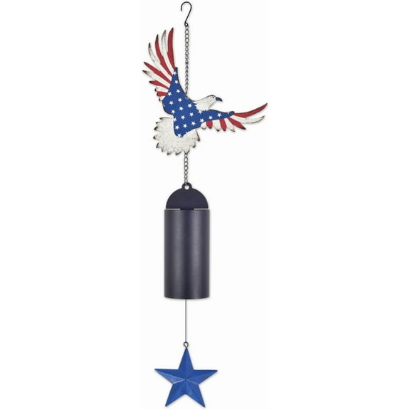 Sunset Vista Designs Garden Dcor - Red White and Blue Americana Eagle for Porch Patio or Home Decoration, 23-Inch, Wind Bell