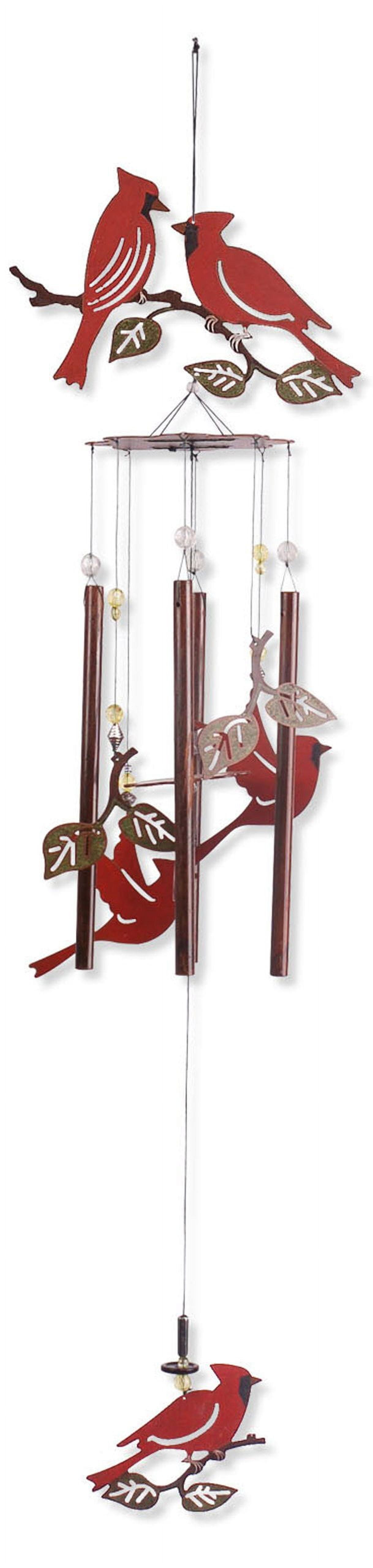 36-Inch Red Metal Cardinals Nesting Wind Chime