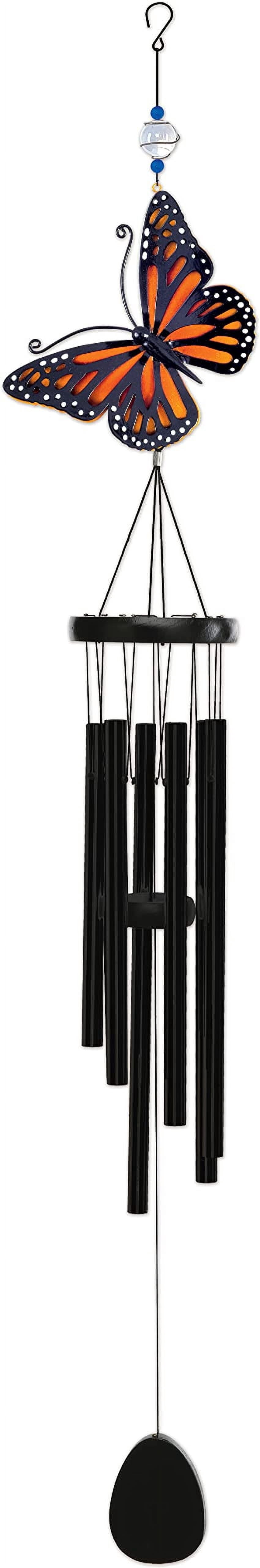 Sunset Vista Designs Orange Butterfly Wind Chime, 32-inch Height, Home Decor, Outdoor Accent, Noisemaker