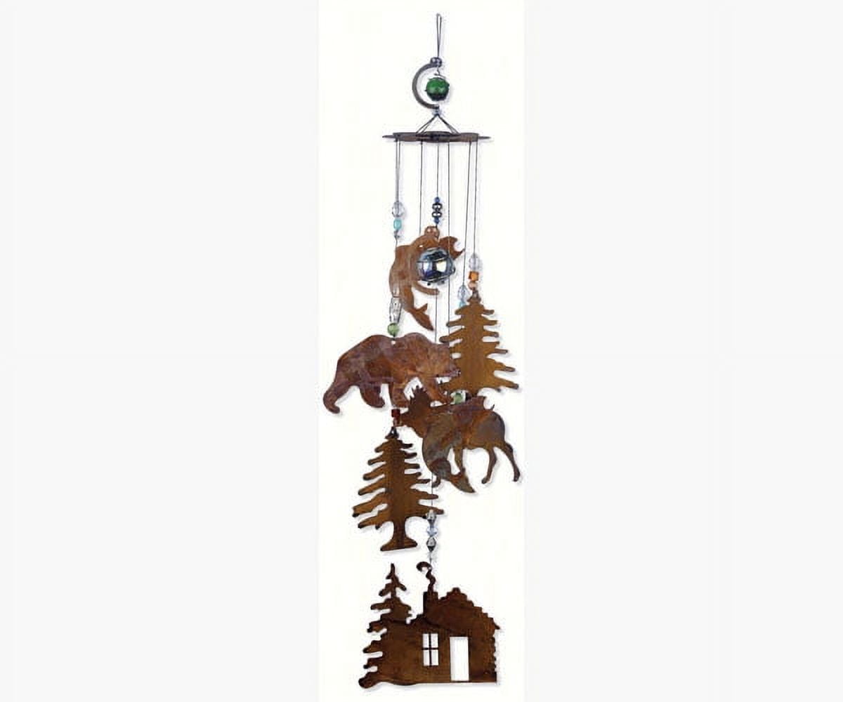 Rustic Brown Metal Wilderness Wind Chime with Beads