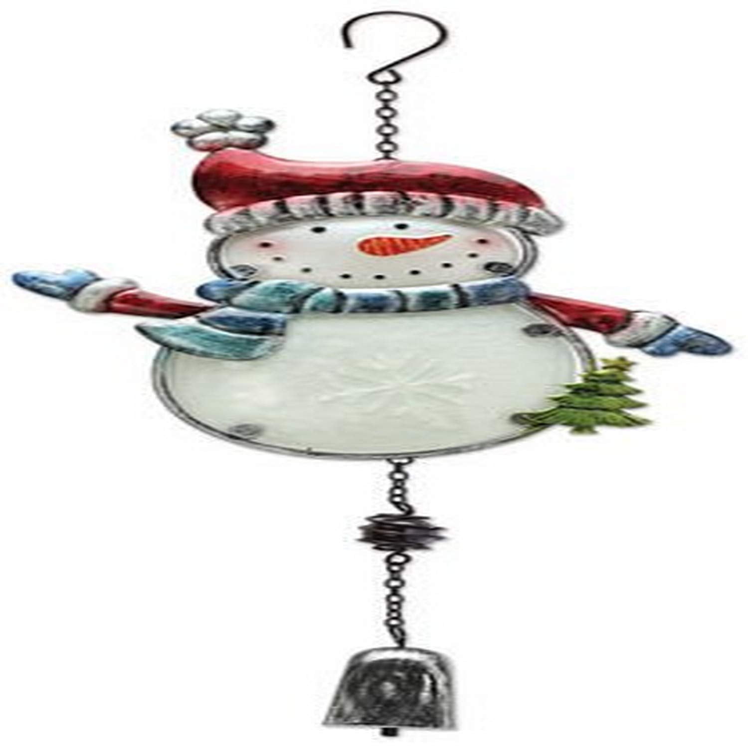 Snowman Bell Buddy Hanging with Colored Glass and Metal