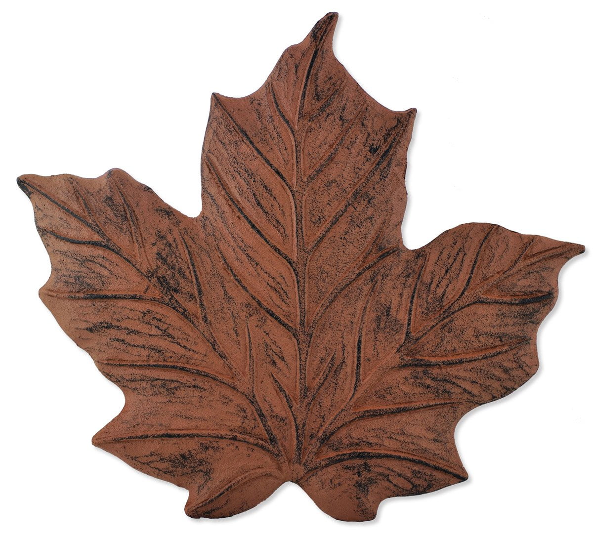 Brown Cast Iron Maple Leaf Stepping Stone, 12 by 10-Inch