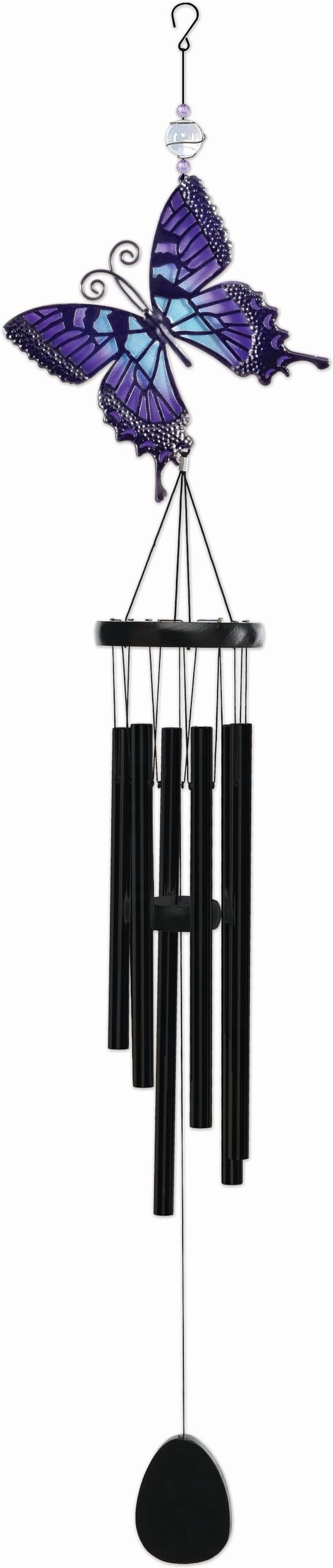 Sunset Vista Designs Windchimes - Large Colorful Butterfly Wind Chime, 45-Inch, Purple