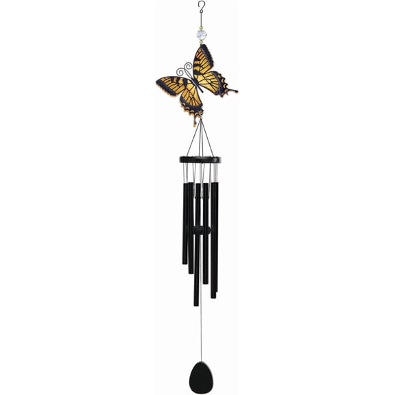 Sunset Vista Designs Windchimes - Large Colorful Butterfly Wind Chime, 45-Inch, Yellow