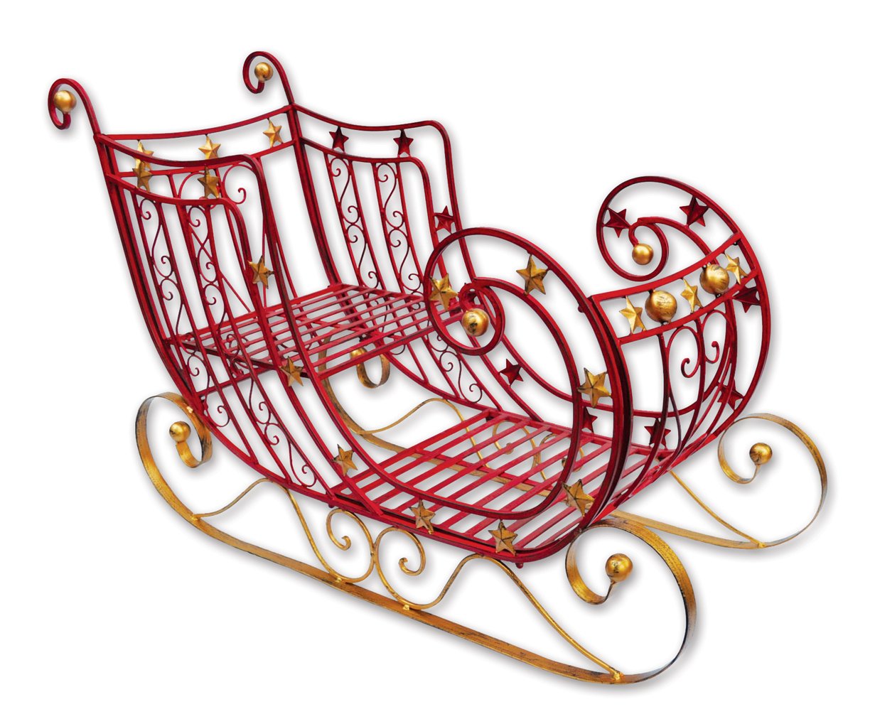 Red and Gold Metal Christmas Sleigh Figurine, 38"