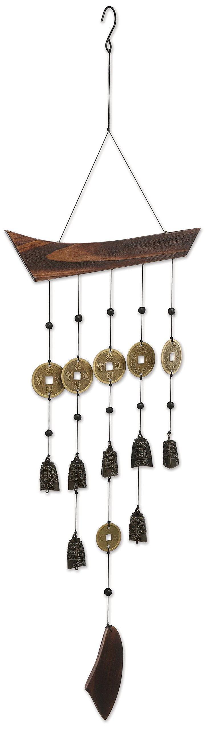 Tibetan Bells and Coins 27" Wood and Metal Wind Chime