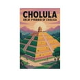 thumbnail image 1 of Sunset Wall Art Great Pyramid of Cholula Mexico Vintage Travel Poster Historic Architecture Mid Century Print Poster, 1 of 8