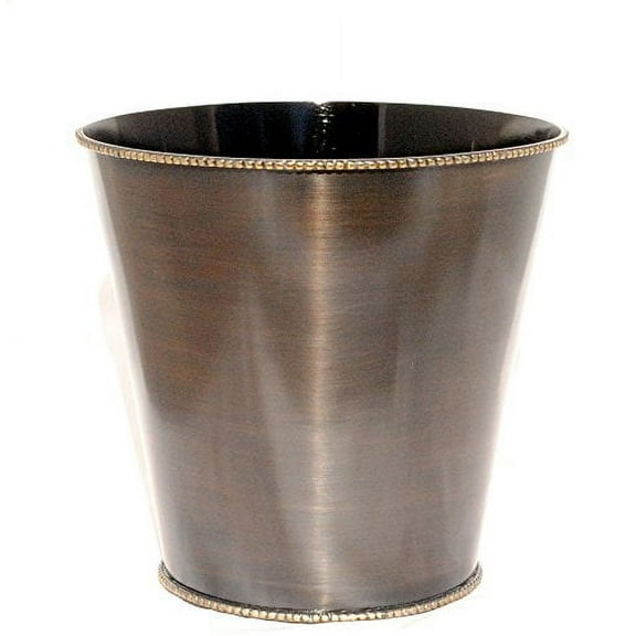Sunset Waste Paper Basket Finished Oil Rubbed Bronze 8 qt Stainless Steel with Brass Bead Accents$$Household Cleaning Products & Supplies