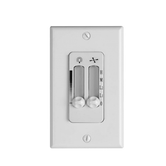 Sunset White 4 Speed Ceiling Fan Wall Control with LED Dimmer Light Switch Wall Face Plate Included PD-013