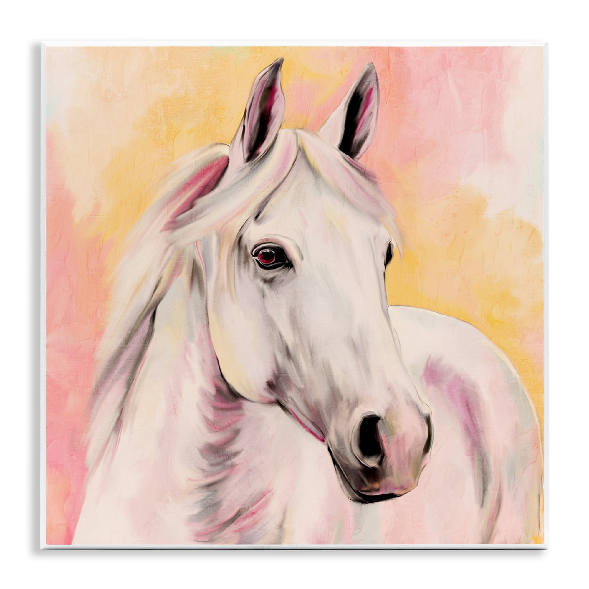 Sunset White Horse Wall Plaque Art, design by Kim Allen