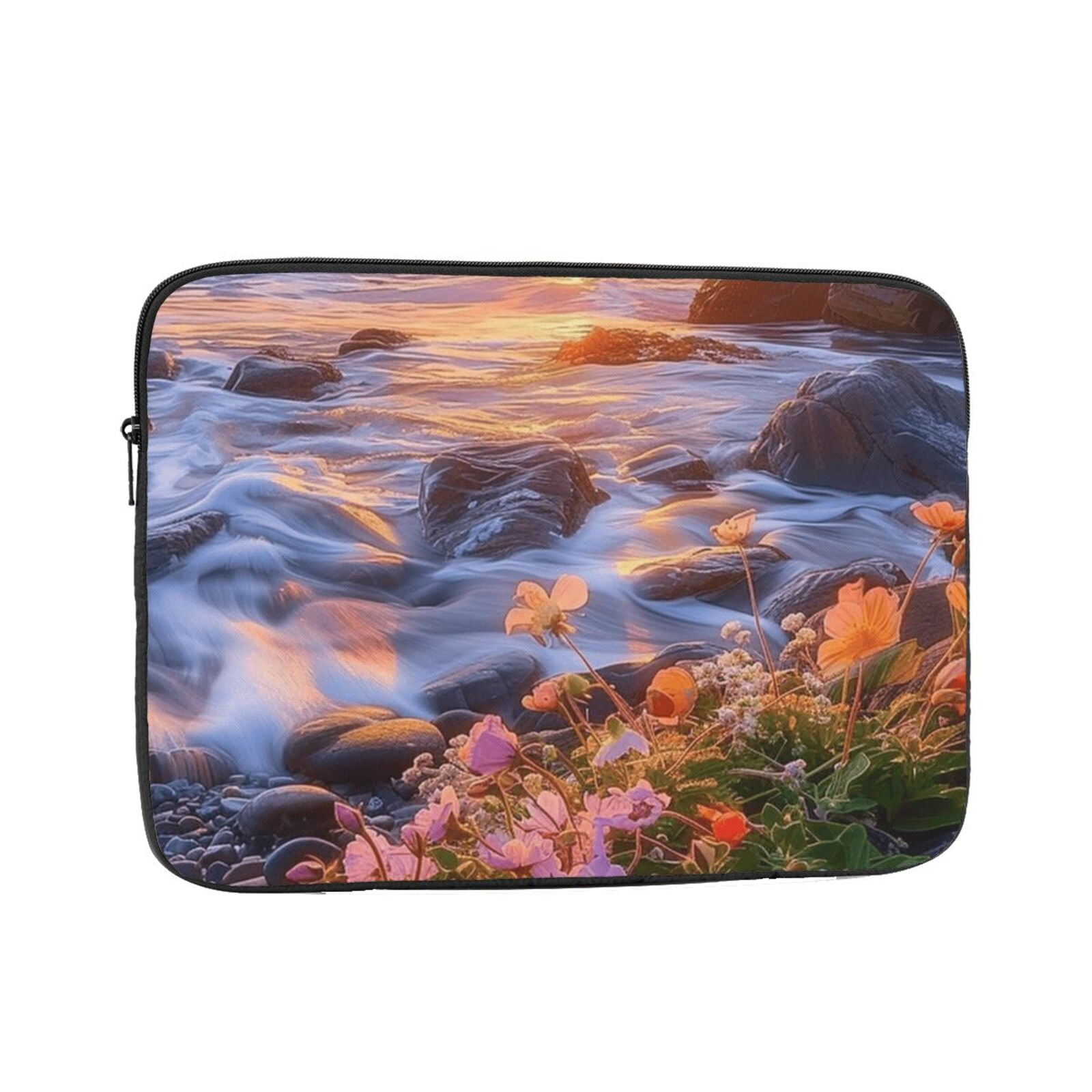 Sunset Wildflower Art liner bag with pocket for laptops and laptops