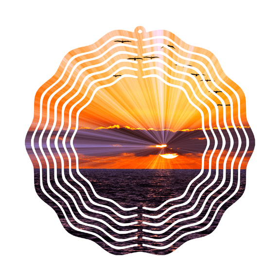 Sunset Wind Spinner 10" Round Metal Whirligig Outdoor Decor