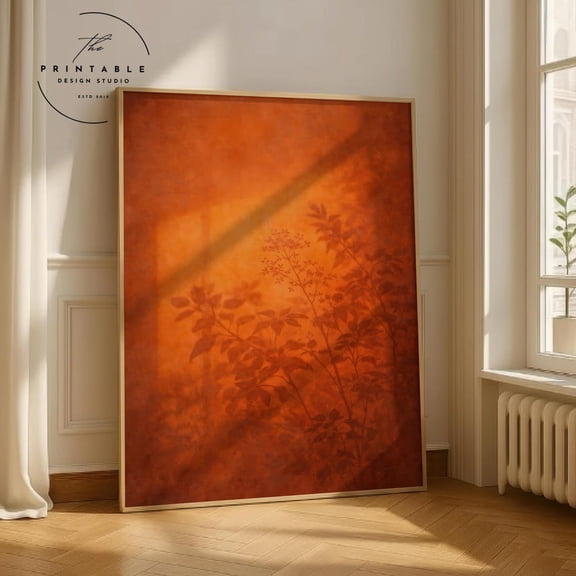 Sunset Window Shadow Botanical Warm Terracotta Aesthetic Wall Decor Minimalist Nature Abstract Boho