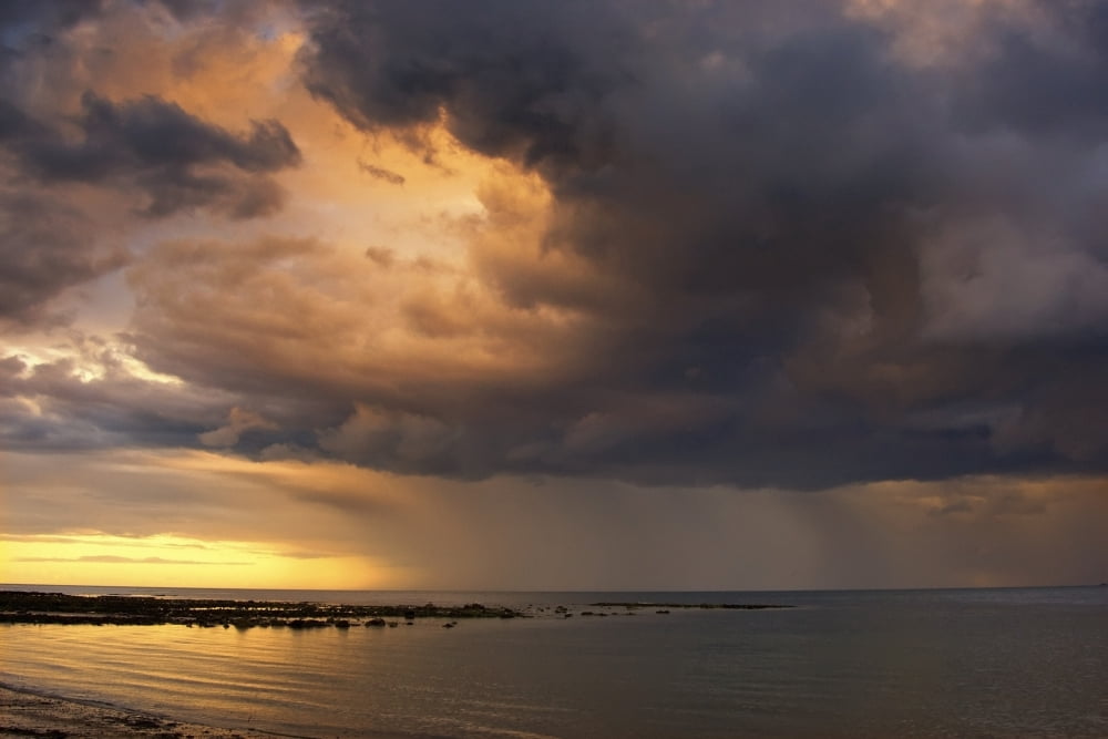Sunset With A Stormy Sky Sunderland Tyne And Wear England Canvas Art - John Short Design Pics (17 x 11)
