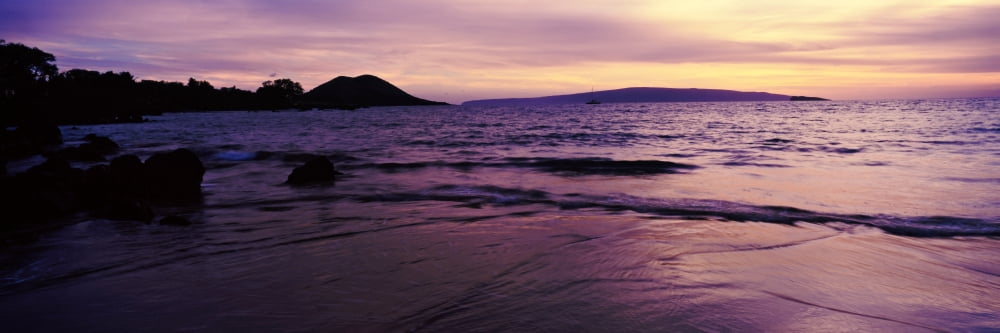 Sunset along the coast Maui Hawaii USA Canvas Art - Panoramic Images (36 x 12)