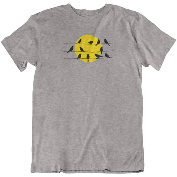Sunset and Birds T-Shirt Gift for Mom, Dad, Beach Bums, Teens, Men and Women Athletic Heather