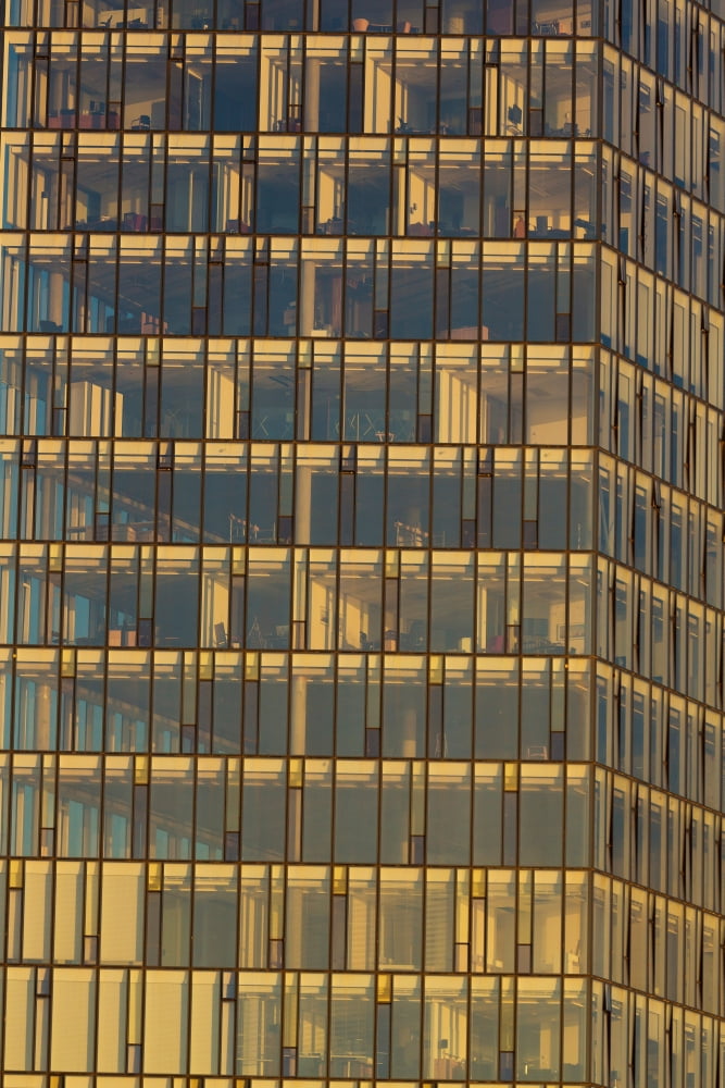 Sunset and glass building Reykjavik Iceland Canvas Art - Panoramic Images (27 x 9)