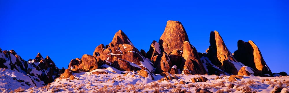 Sunset at Alabama Hills and Inyo Mountains near Lone Pine California Canvas Art - Panoramic Images (27 x 9)