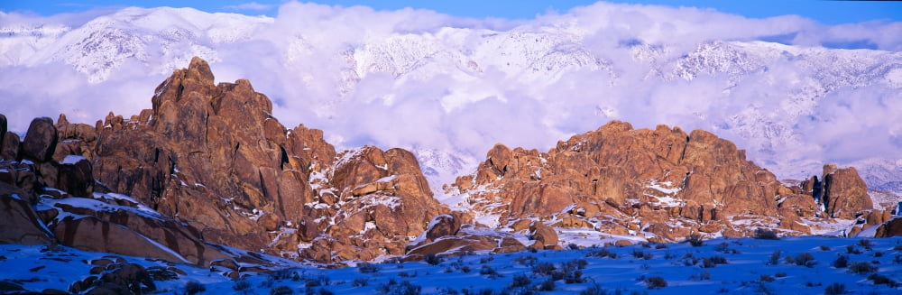 Sunset at Alabama Hills and Inyo Mountains near Lone Pine California Canvas Art - Panoramic Images (27 x 9)