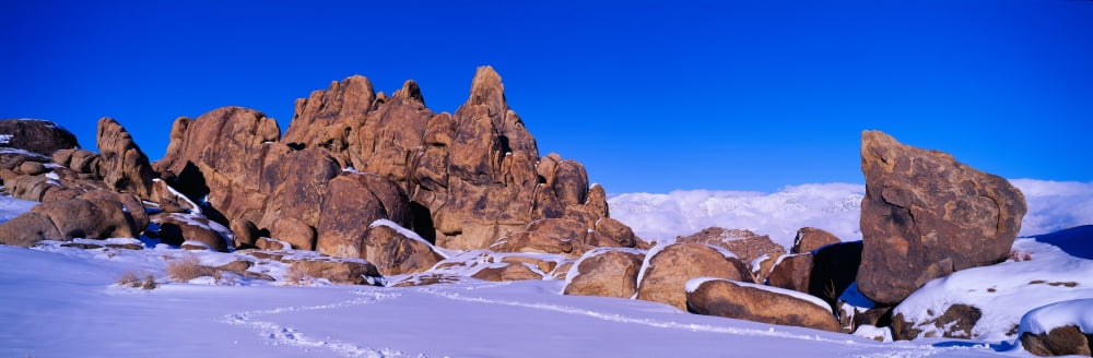 Sunset at Alabama Hills and Inyo Mountains near Lone Pine California Canvas Art - Panoramic Images (36 x 12)