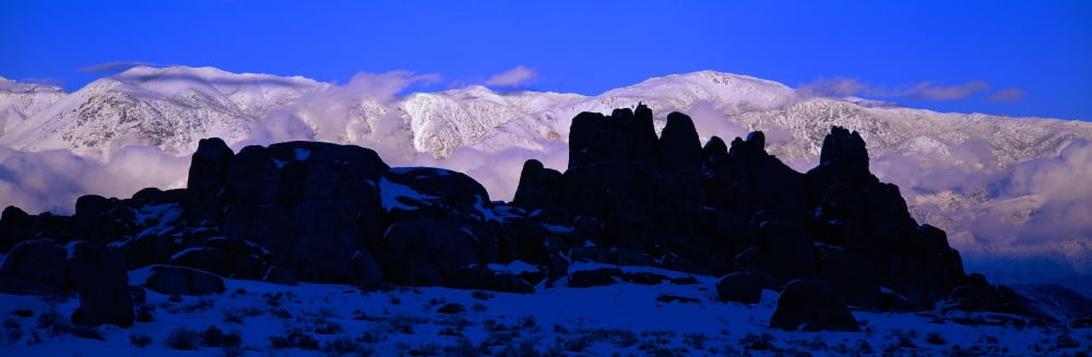 Sunset at Alabama Hills and Inyo Mountains near Lone Pine California Canvas Art - Panoramic Images (36 x 12)