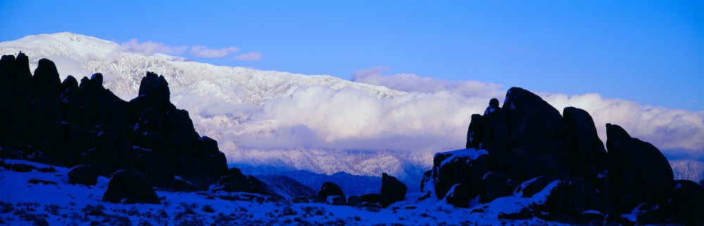 Sunset at Alabama Hills and Inyo Mountains near Lone Pine California Canvas Art - Panoramic Images (36 x 12)