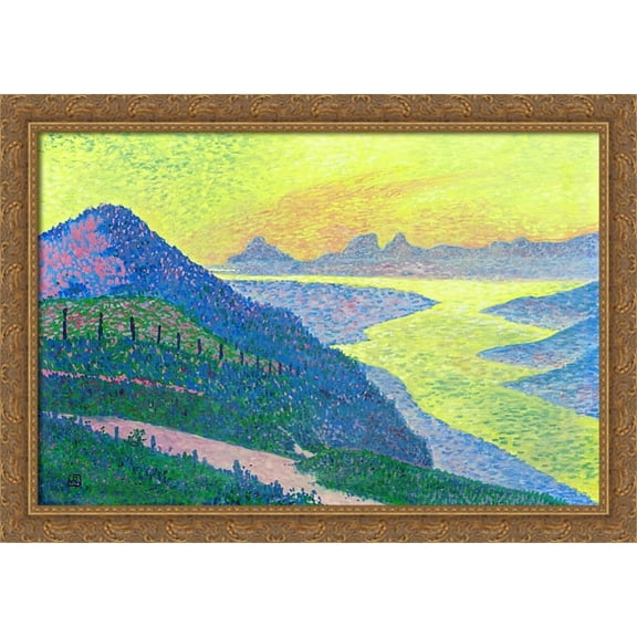 Sunset at Ambleteuse 40x28 Large Gold Ornate Wood Framed Canvas Art by Theo van Rysselberghe