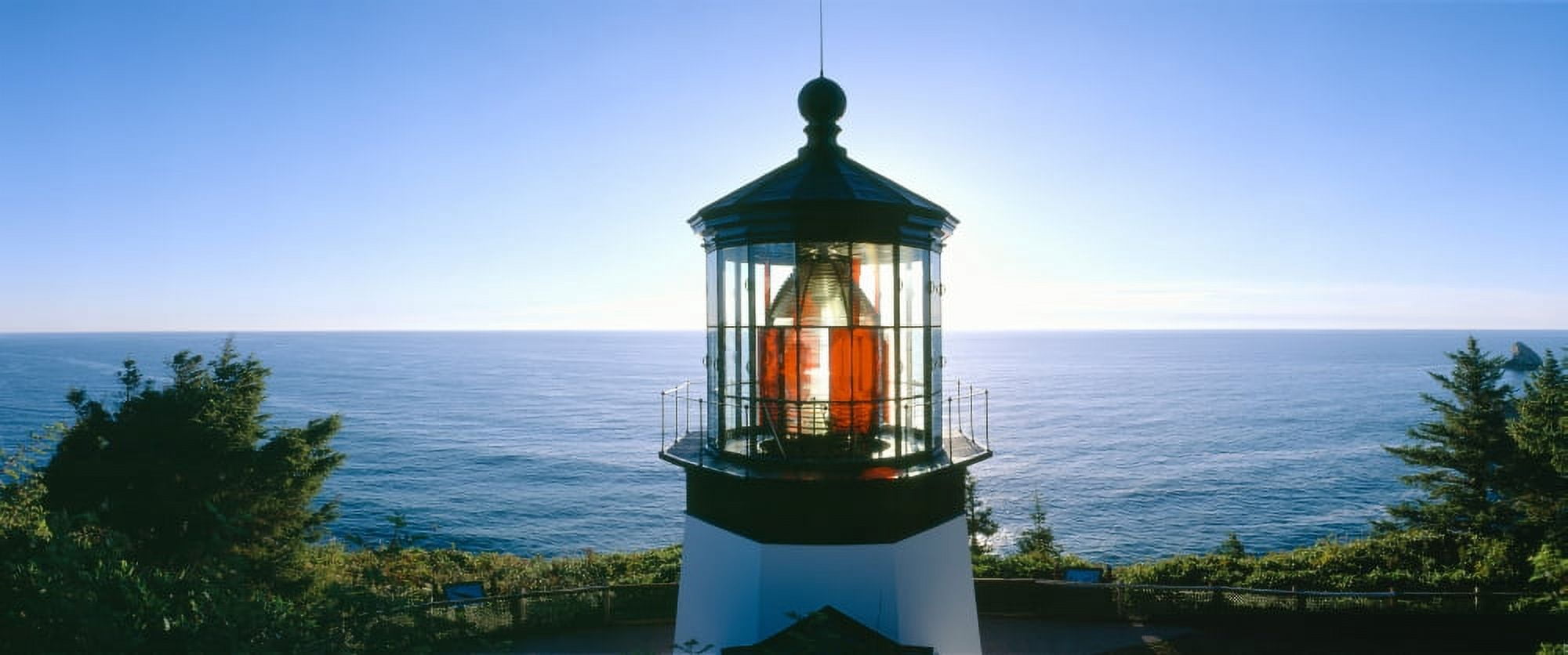 Sunset at Cape Meares Lighthouse from 1890 Oregon Canvas Art - Panoramic Images (27 x 9)