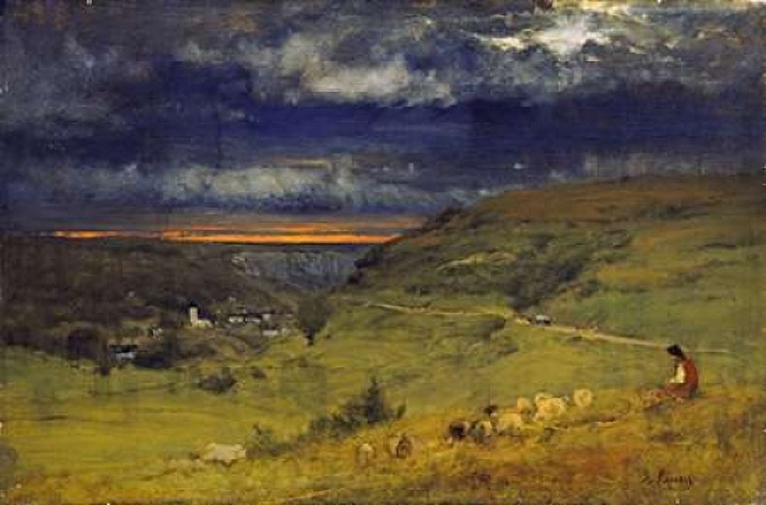 Sunset at Etretat Normandy Canvas Art - George Inness (24 x 36)