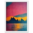 thumbnail image 1 of Sunset at Lakeside Modern Colourful Pop Art Design Artwork Framed Wall Art Print A4, 1 of 4