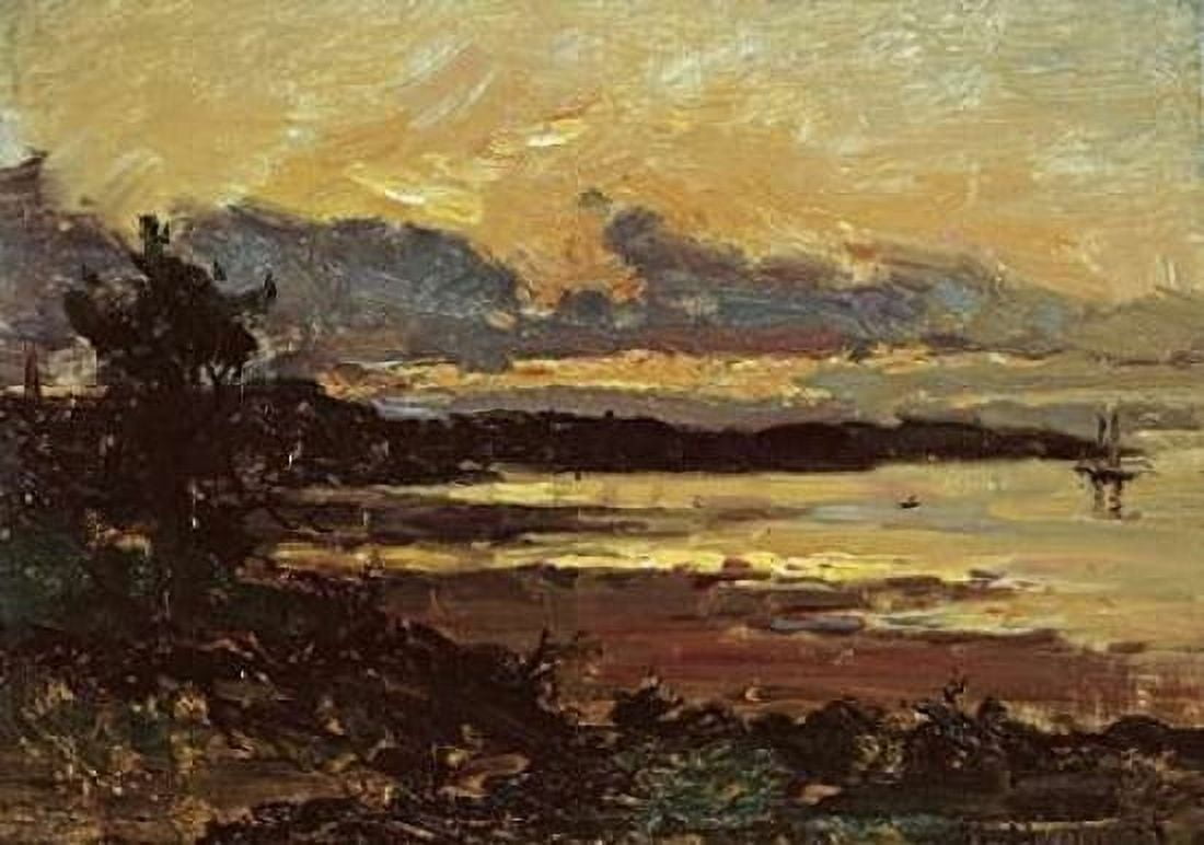 Sunset at Manchester Massachusetts Canvas Art - Willard Leory Metcalf (20 x 28)