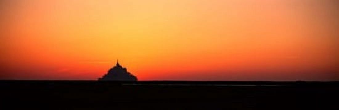 Sunset at Mont Saint Michel Normandy France Canvas Art - Panoramic Images (18 x 6)
