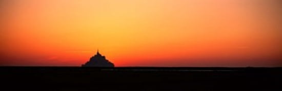 Sunset at Mont Saint Michel Normandy France Canvas Art - Panoramic Images (36 x 12)