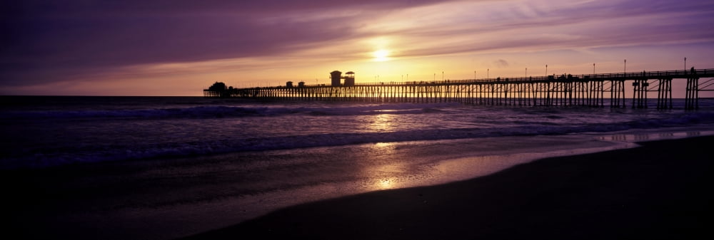 Sunset at Oceanside Pier Oceanside California USA Canvas Art - Panoramic Images (27 x 9)