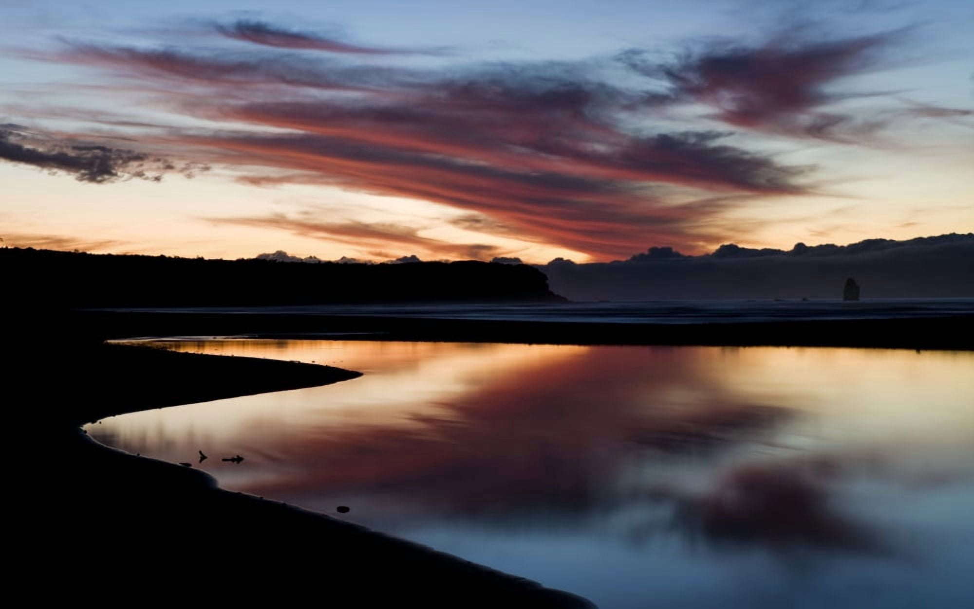 Sunset at Rapahoe beach on the West Coast South Island New Zealand Canvas Art - Nicola M Mora Design Pics (38 x 24)
