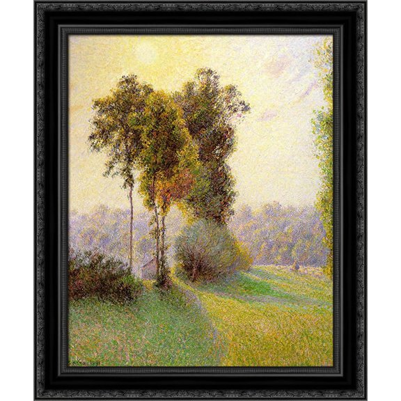 Sunset at St. Charles, Eragny 20x24 Black Ornate Wood Framed Canvas Art by Pissarro, Camille