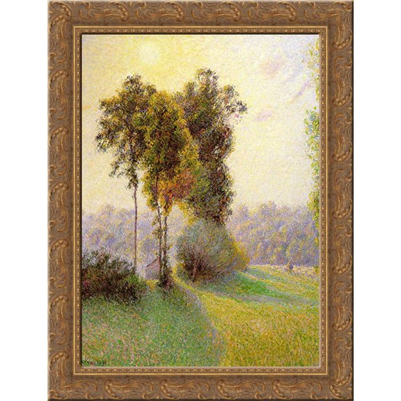 Sunset at St. Charles, Eragny 20x24 Gold Ornate Wood Framed Canvas Art by Pissarro, Camille