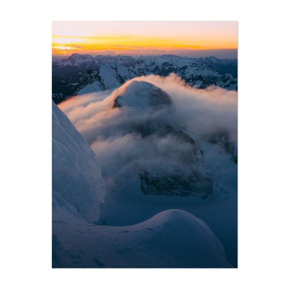 Sunset at mount Dachstein - Steiermark Österreich Photography Unframed Wall Art Print 5 x 7 inches