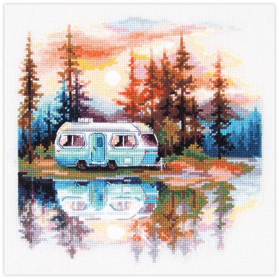 Wizardi Counted Cross-Stitch Kit - Sunset at The Lake 70-11 Magic Needle