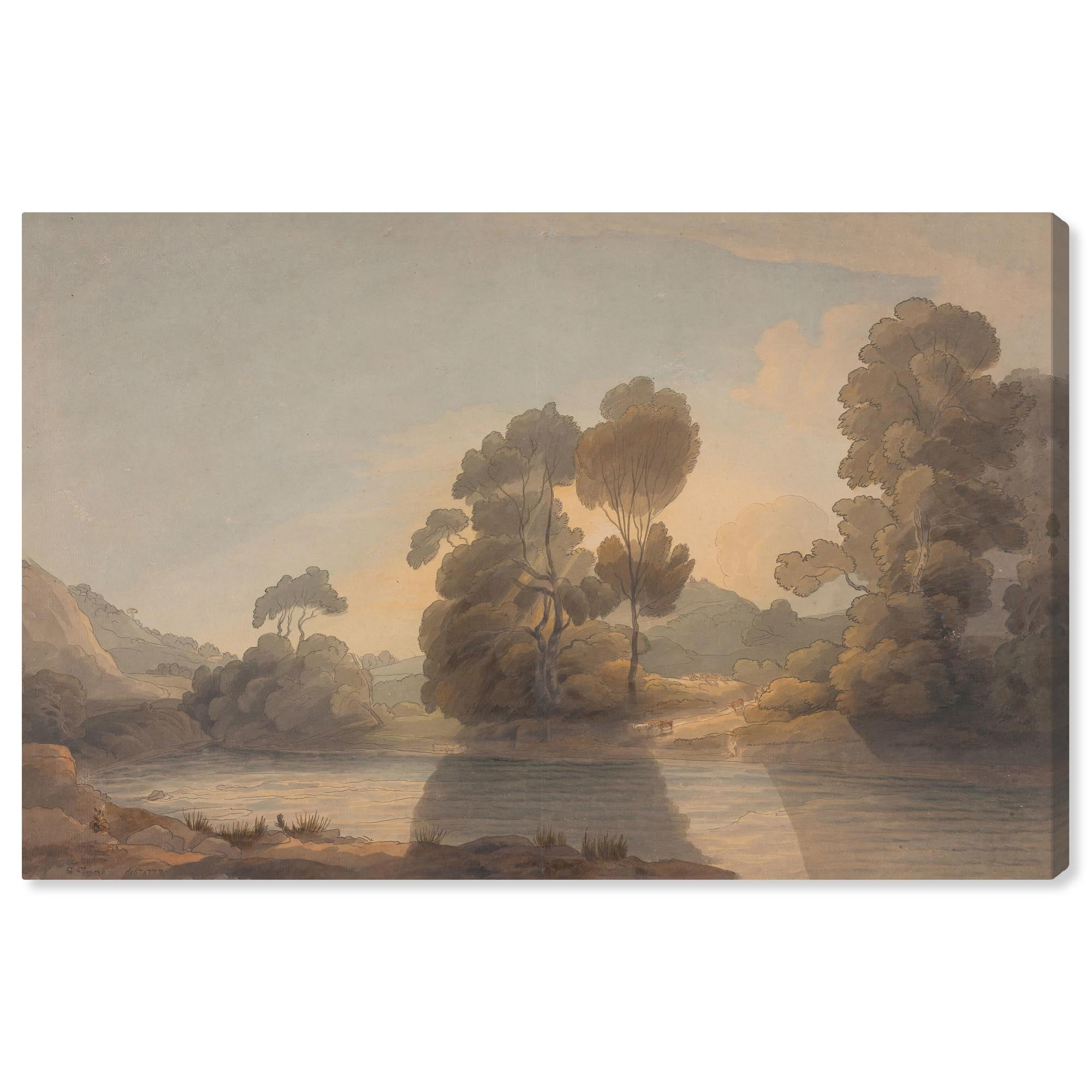 Sunset Landscape Gallery Wrapped Canvas Art, 15" x 10", Traditional