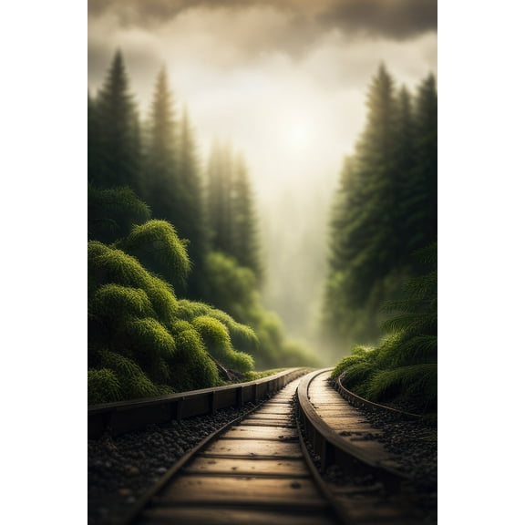 Sunset by The Railroad Tracks Photograph - 12" x 18" Art Print Wall Decor