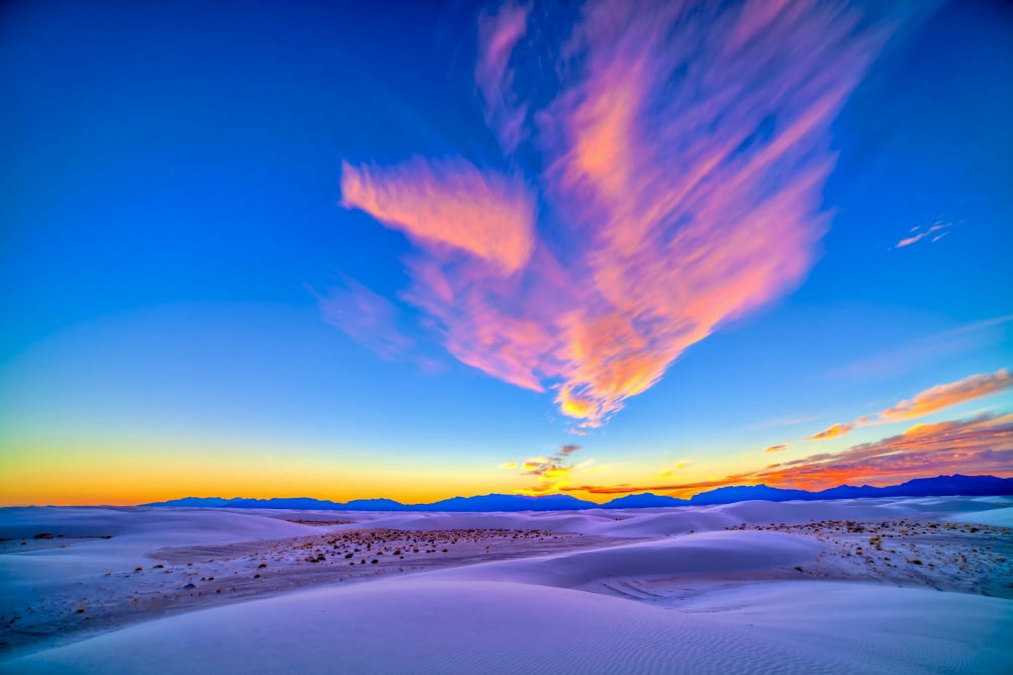 Sunset colors over White Sands National Monument New Mexico Canvas Art - Alan DyerStocktrek Images (17 x 12)