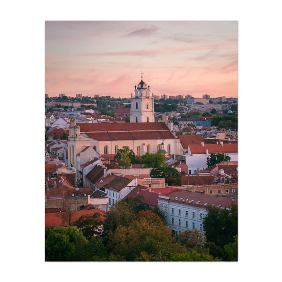 Sunset from Gediminas Castle, Vilnius 03 - Vilnius Vilnius Lithuania Photography Unframed Wall Art Print 30 x 40 inches