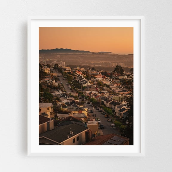 Sunset from Grandview Park, San Francisco 02 - San Francisco California Photography White Framed Wall Art Print 30 x 40 inches