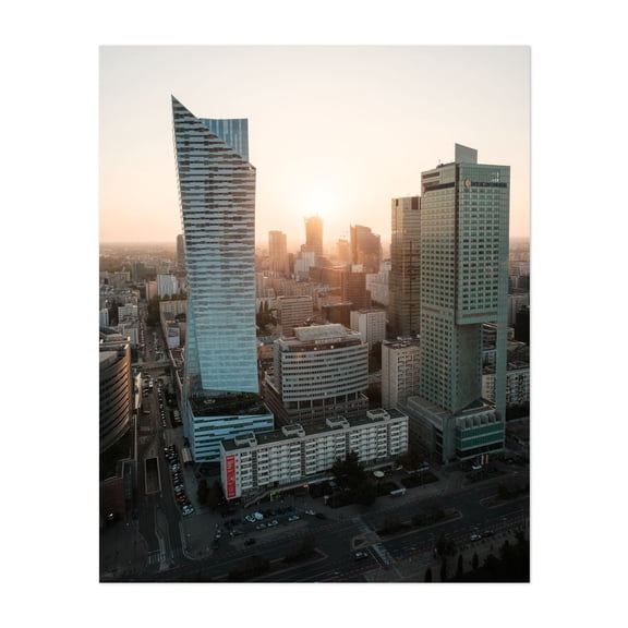Sunset from Palace of Culture and Science, Warsaw 07 - Warsaw Mazowieckie Poland Photography Unframed Wall Art Print 30 x 40 inches