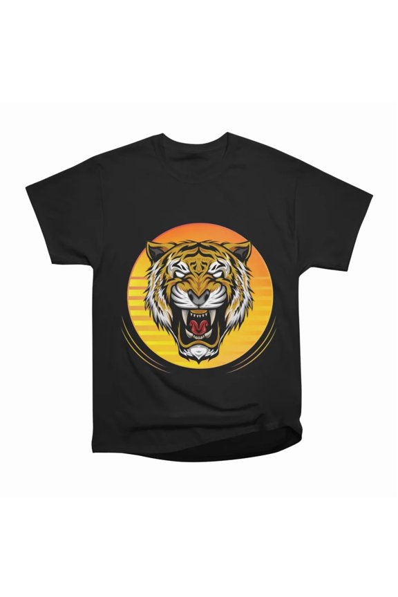 Sunset illustration with angry tiger head logo T-Shirt Tee Gift For Him Merch For Her Appa