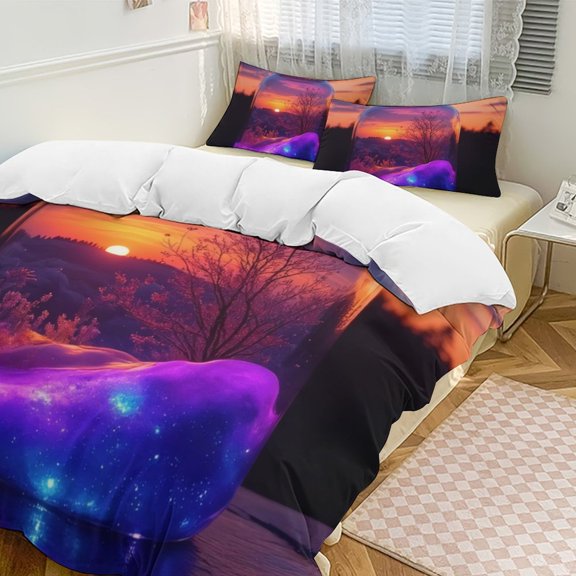 Sunset in A Jar Bedding Set Couple Bedclothes Pillowcase Customized Home Textiles Bed Set for Bedroom Decoration
