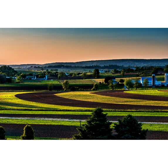 Sunset in Amish Country (24x36 Giclee Gallery Art Print, Vivid Textured Wall Decor)