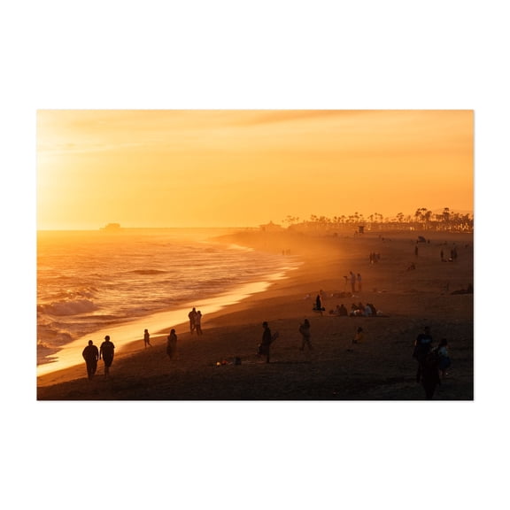 Sunset in Newport 03 - Newport Beach California Photography Beach Sunset Coast Ocean Tropical Palm Tree Scenic Unframed Wall Art Print 32 x 48 inches